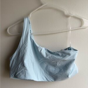 Lululemon ribbed nulu asymmetrical yoga bra light support A/B cup 12 powder blue